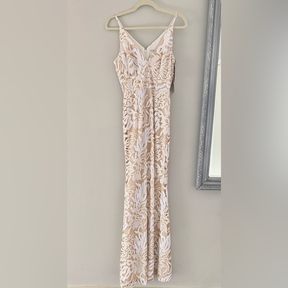 Dress The Population Sharon Gown Small White Sequins Mermaid Dress - Picture 5 of 15